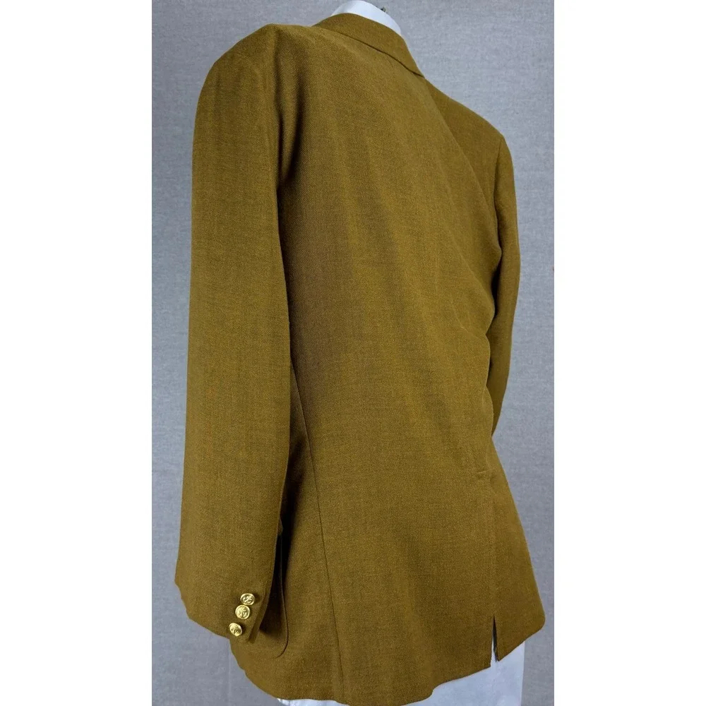 Vintage Stanley Blacker Hutzlers‎ Olive Green Hopsack Wool Blazer Gold 40R 60s